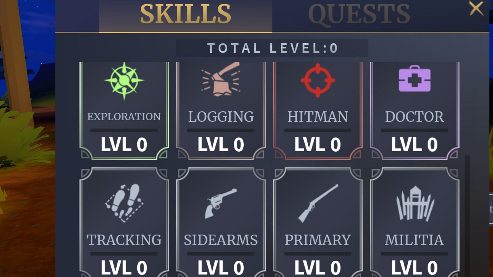 The Skill System in The Wild West 4.0 (Image via Roblox)